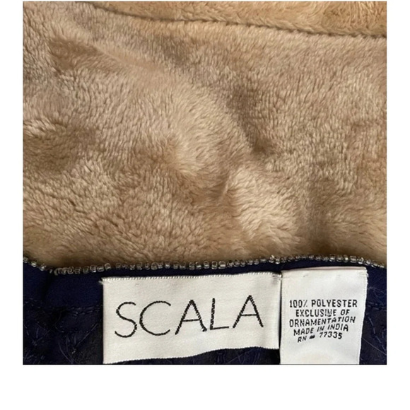 Scala Vintage Navy Sheer Silk 2 piece beaded Dress and Sheer Jacket 80’s - Picture 8 of 9